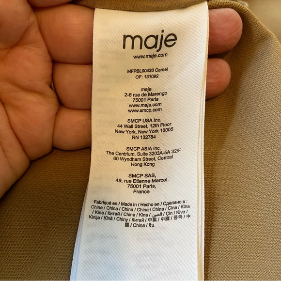 Maje 34 Baki Canvas Tie Belt Jacket in camel - Picture 9 of 9